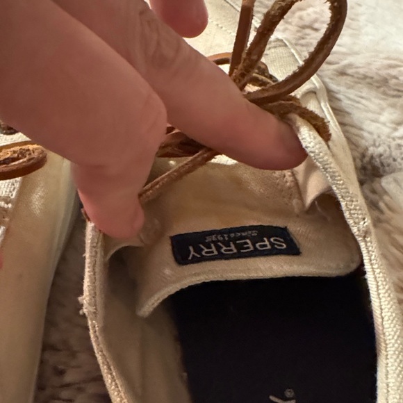 Sperry Beige Canvas Shoes with Brown Laces - Picture 9 of 10